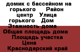 домик с бассейном на горького63 › Район ­ центр › Улица ­ горького › Дом ­ 63 › Этажность дома ­ 1 › Общая площадь дома ­ 50 › Площадь участка ­ 5 › Цена ­ 3 500 - Краснодарский край, Геленджик г. Недвижимость » Дома, коттеджи, дачи аренда   . Краснодарский край,Геленджик г.